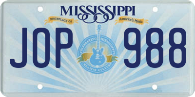 MS license plate JOP988