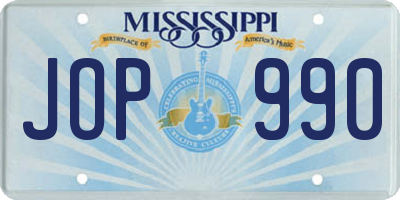 MS license plate JOP990
