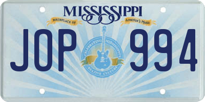 MS license plate JOP994