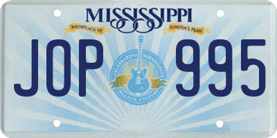 MS license plate JOP995