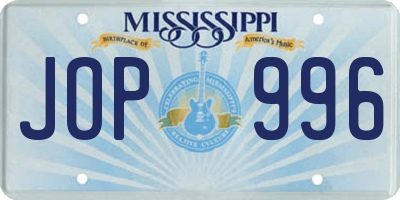 MS license plate JOP996