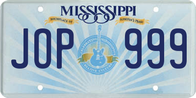 MS license plate JOP999