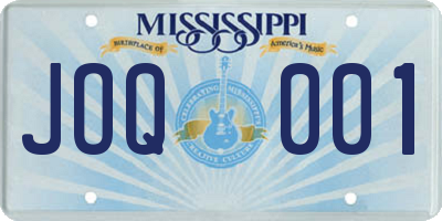 MS license plate JOQ001