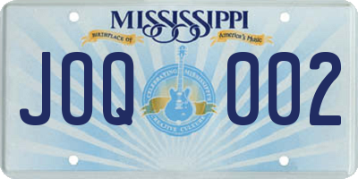 MS license plate JOQ002