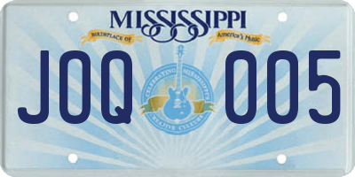 MS license plate JOQ005