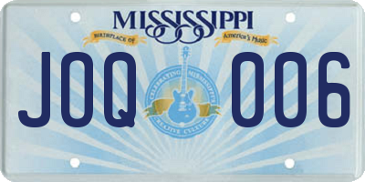 MS license plate JOQ006