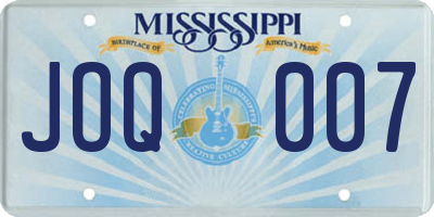 MS license plate JOQ007
