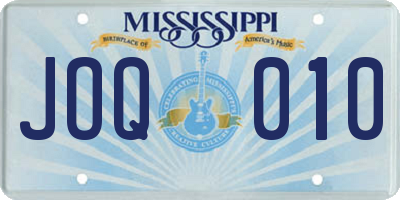 MS license plate JOQ010