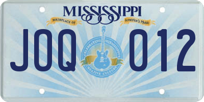 MS license plate JOQ012