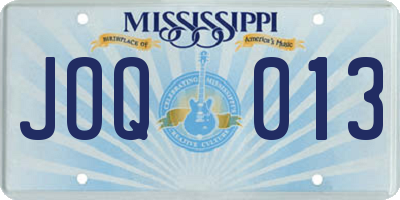 MS license plate JOQ013