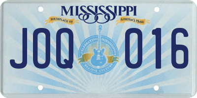 MS license plate JOQ016