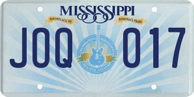 MS license plate JOQ017