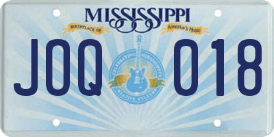 MS license plate JOQ018