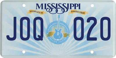 MS license plate JOQ020