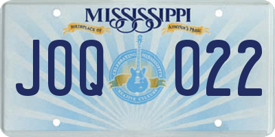 MS license plate JOQ022