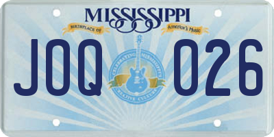 MS license plate JOQ026