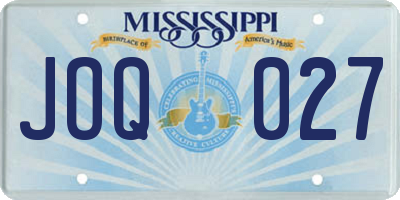 MS license plate JOQ027