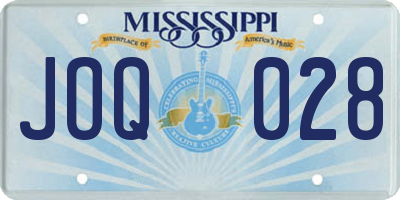 MS license plate JOQ028
