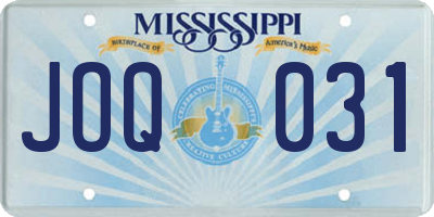 MS license plate JOQ031