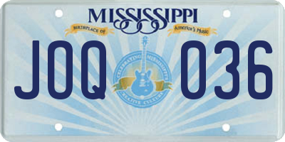 MS license plate JOQ036