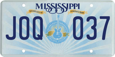 MS license plate JOQ037