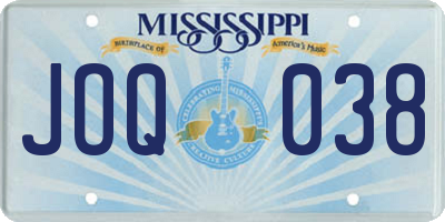 MS license plate JOQ038