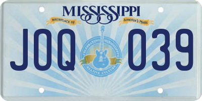 MS license plate JOQ039