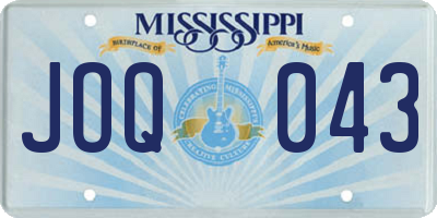 MS license plate JOQ043