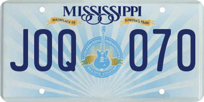 MS license plate JOQ070