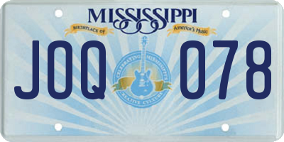 MS license plate JOQ078