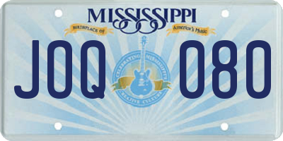 MS license plate JOQ080