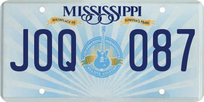 MS license plate JOQ087