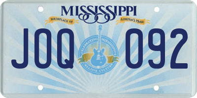 MS license plate JOQ092