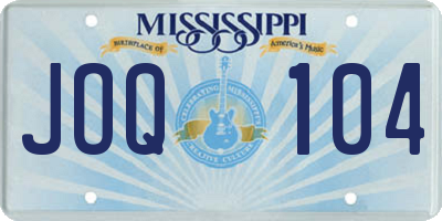 MS license plate JOQ104