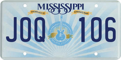 MS license plate JOQ106