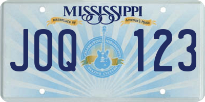 MS license plate JOQ123