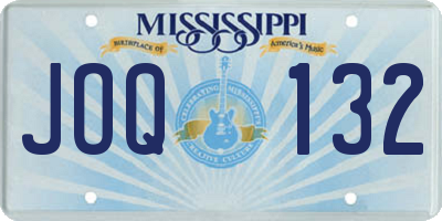 MS license plate JOQ132