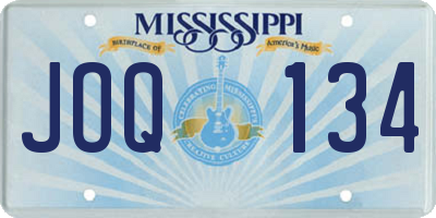 MS license plate JOQ134