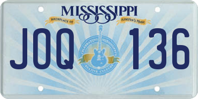 MS license plate JOQ136