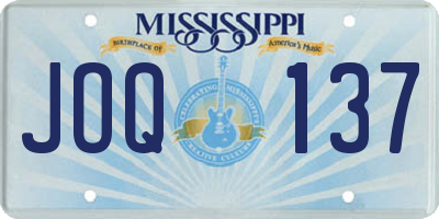 MS license plate JOQ137