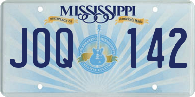 MS license plate JOQ142