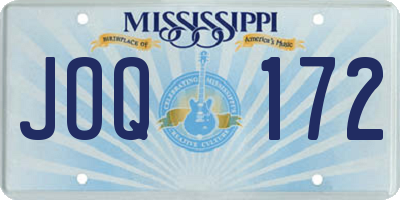 MS license plate JOQ172