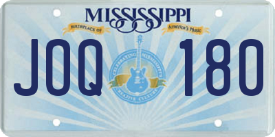 MS license plate JOQ180