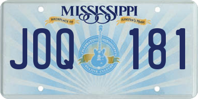 MS license plate JOQ181