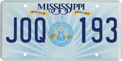 MS license plate JOQ193