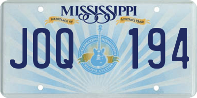 MS license plate JOQ194
