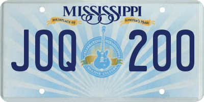 MS license plate JOQ200