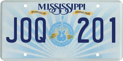 MS license plate JOQ201
