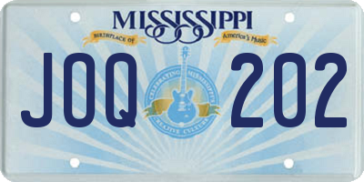 MS license plate JOQ202