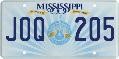 MS license plate JOQ205